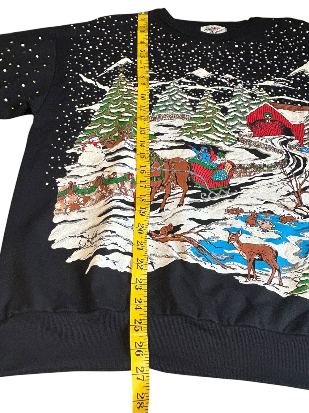 Vintage Nutcracker Winter Scene Christmas Sweater Black XL Cottagecore - Picture 5 of 11